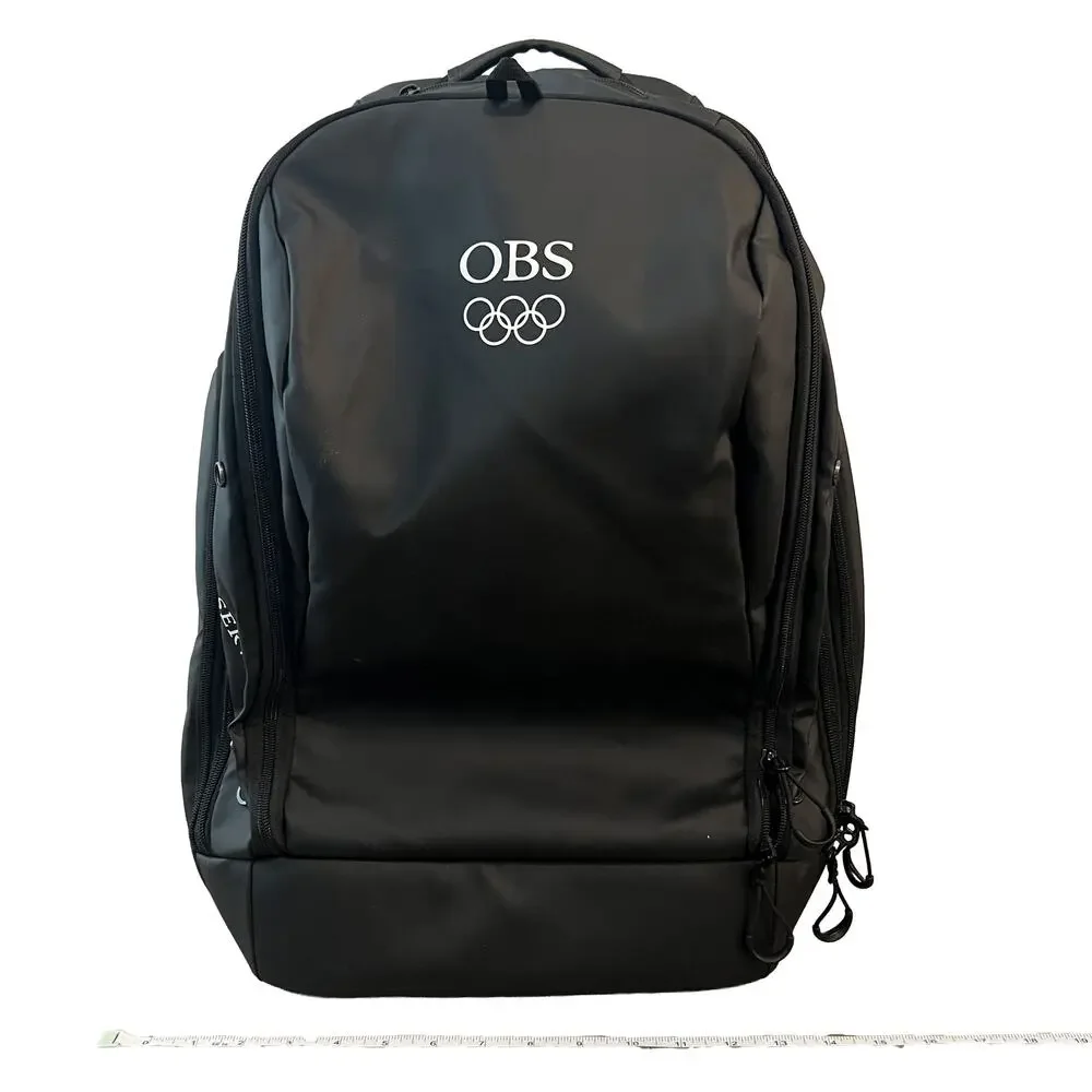 Authentic PyeongChang 2018 Winter Olympics OBS Crew Black Backpack ~40L Large - Picture 13 of 16